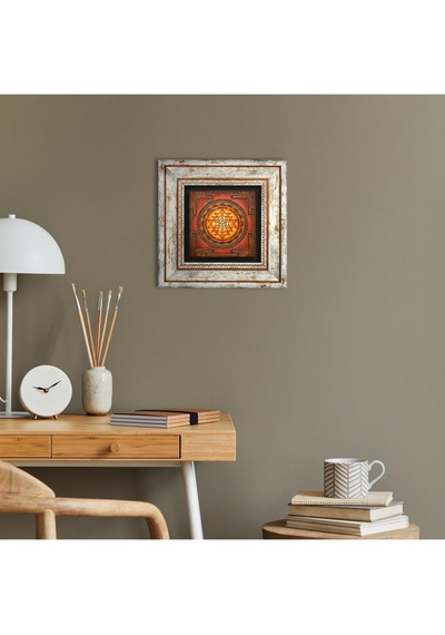 Sri Yantra Taş Duvar Tablosu - Çerçeveli Taş Tablo - Dekoratif Duvar Sanatı - Modern Ev Ve Ofis Duvar Dekoru T1-172