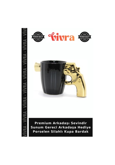 Premium Arkadaşı Sevindir Sunum Gereci Arkadaşa Hediye Porselen Silahlı Kupa Bardak Çok Renkli
