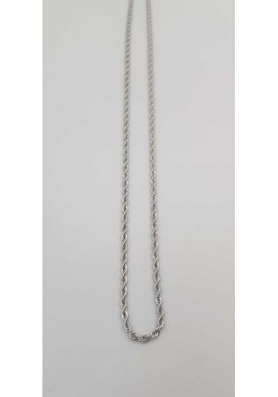 2.5 Mm Unisex Vip Paslanmaz Çelik Burgu Halat Beyaz Renk Kolye Siyah