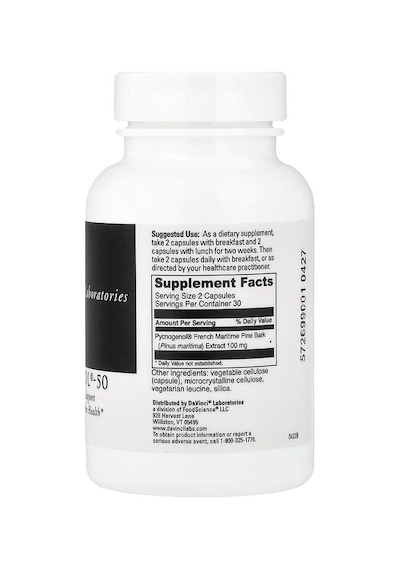 Davinci Laboratories, Pycnogenol-50, 50 Mg, 60 Capsules