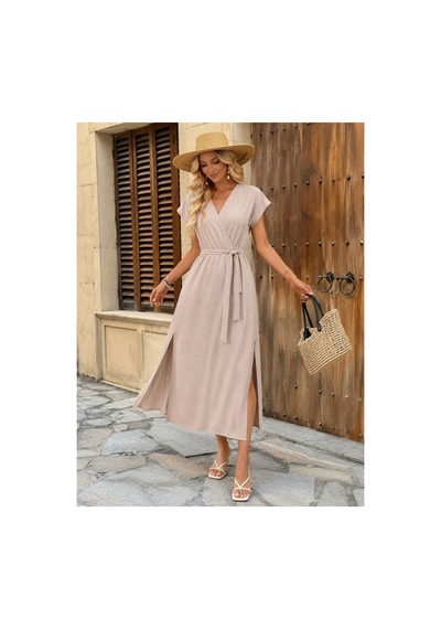 Butik İstanbul Kadın Kısa Kollu Kruvaze Yaka Çift Yırtmaç Detay Kuşak Dahil Midi Boy Elbise Haki Butik İstanbul Kadın Kısa Kollu Kruvaze Yaka Çift Yırtmaç Detay Kuşak Dahil Midi Boy Elbise Haki