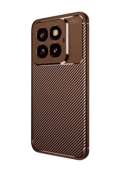 Tedar Xiaomi Mi 14t Pro Kılıf Auto Focus Karbon Kapak - Kahverengi Najmaddin standart