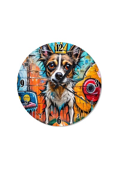 Sevimli Köpek Graffiti Duvar Saati Duvar Saati