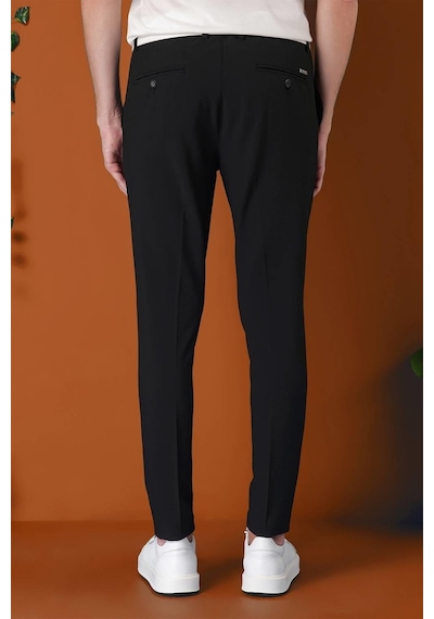 Efor Comfort Fit Gofre Kumaş Pileli Pamuk Casual Siyah Pantolon P 1148 Siyah