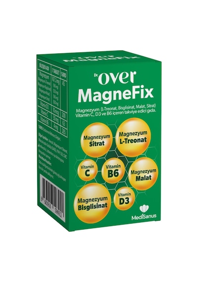 Dr. Over Magnefix Magnezyum Vitamin C, D3 ve B6 İçeren İçeren Gıda Takviyesi 60 Tablet