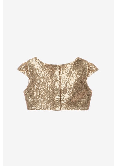 Le Mabelle Altın Pullu Kız Çocuk Crop Bluz Altın