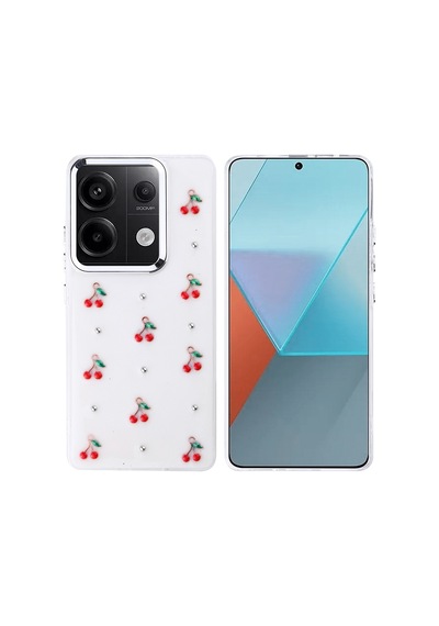 Kilifone - Redmi Note 13 Pro 4g Uyumlu Kılıf Airbag Tasarımlı Simli Şeffaf Kutup Kapak - Kiraz - T36308