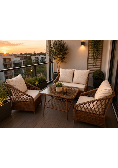 Omit Pazar Rattan Bahçe Balkon Oturma Takımı 2+1+1 Kahverengi Cam Sehpalı, Modern Balkon Ve Teras Mobilyası Omit Pazar Rattan Bahçe Balkon Oturma Takımı 2+1+1 Kahverengi Cam Sehpalı, Modern Balkon Ve Teras Mobilyası
