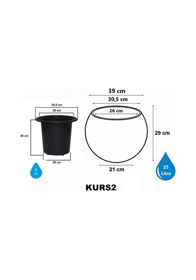 So-kurs2 Dekoratif Küre Yuvarlak Saksı İç Kovalı 25 Lt Antrasit 3 Adet
