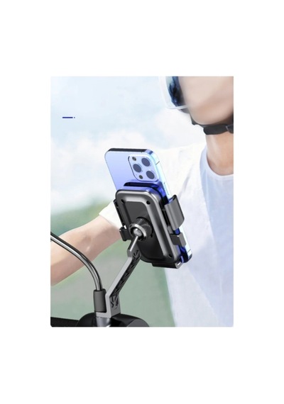 1 Adet 360 Dikiz Aynası Telefon Tutucu Bisiklet Motosiklet Scooter İçin Ayarlanabilir Tutucu Esnek Başlıklı Sert Plastik Gövde Silikon Ped Phone Holder Sarı