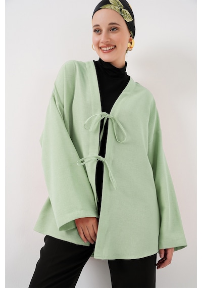 Bigdart Keten Tesettür Kimono 5968 - E.Yeşil