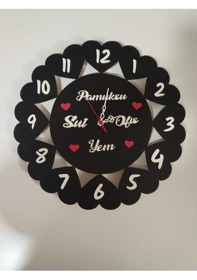 Salon-oda-iş Yeri Kaliteli Duvar Saati 3mm Mdf Siyah-beyaz Şık Siyah - Beyaz
