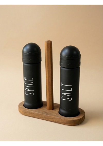 Leelahome Ahşap Standlı Tuzluk 122 Ml - Siyah Siyah