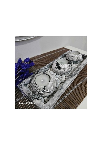 Cta Dekor 3"lü Beton Tabaklı Mumluk Set,dekoratif Mumluk,hediyelik Eşya,tealight Mumluk Diğer