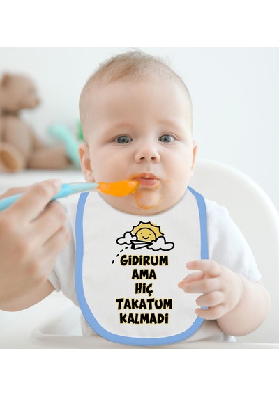 BK Kids Takatum Kalmadı Tasarımlı Mavi Bebek Mama Önlüğü-1