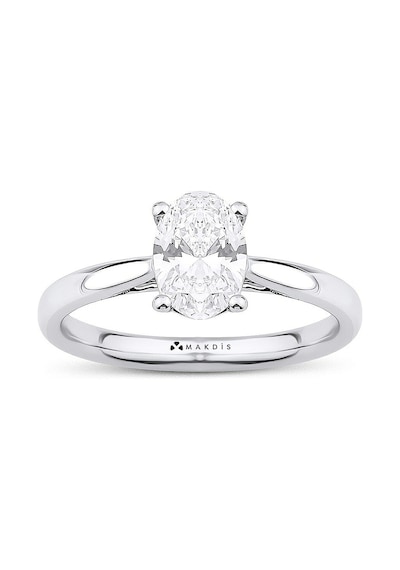 1.15 Karat Oval Tektaş Pırlanta Yüzük Beyaz Altın
