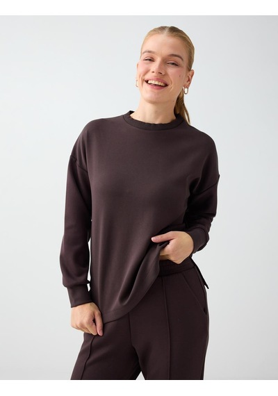 Jimmy Key Acı Kahve Rahat Kesim Bisiklet Yaka Modal Sweatshirt 6ww238605803 Kahverengi