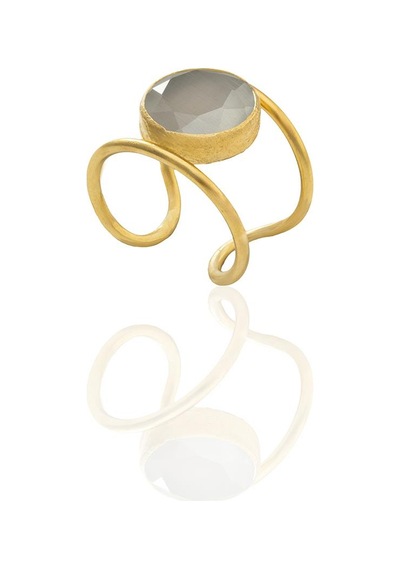 Kadir Jewellery 22 Ayar Altın Kaplama Kadın Zirkon Taşlı Yüzük Mavi
