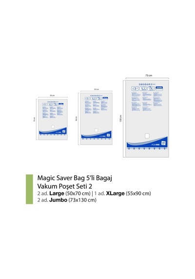 Magic Saver Bag 5'Li Bagaj Vakumlu Poşet Seti 2