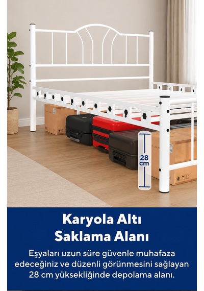 Teknor Bella Çift Kişilik Metal Karyola Siyah