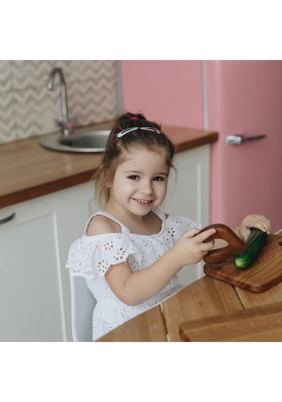 Güvenli Ahşap Çocuk Kesme Tahtası Ve Kesme Bıçağı Ahşap