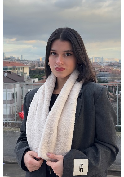 Mollycrush Peluş Yumuşak Soft Atkı Kışlık Suni Kürklü Bej Kadın Atkısı Bej