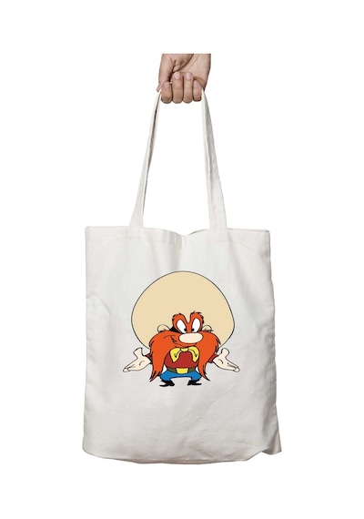 Art Hediye Yosemite Sam Bugs Bunny Düşmanı İki Tarafı Kalıcı Baskılı Yıkanabilir Okul Plaj Omuz Bez Çantası Çok Renkli