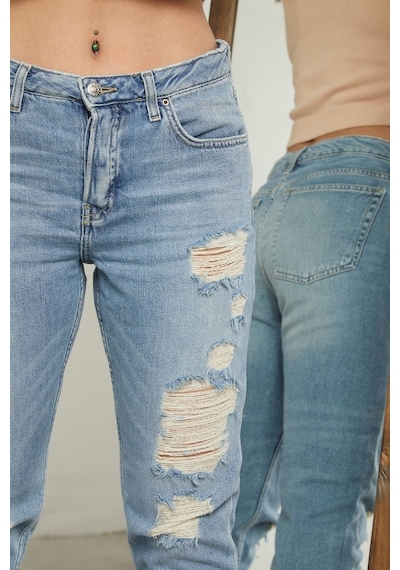 Skınny Jeans Ön Lazer Detaylı Pantolon 001