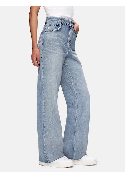 Danıca L Geniş Paça Yüksek Bel Mavi Jean Pantolon Mavi