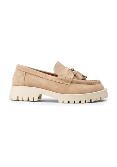 Deery Kadın Hakiki Süet Bej Püsküllü Loafer - 02035zbejc01 Bej