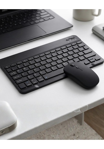 Hubrendy  Kablosuz Bluetooth Klavye Mouse Seti Wireless Sessiz İnce Tasarım Çoklu Uyumlu