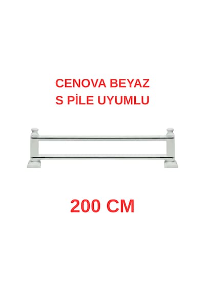 Cenova S Pile Ve Perde Düğmesi Uyumlu Çetray Çift Raylı Modern Ahşap Rustik Beyaz 200 Cm Beyaz