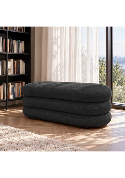İnarch Dizayn Naturis Sandıklı Bench Depolama Alanlı Modern Puf Koyu Gri