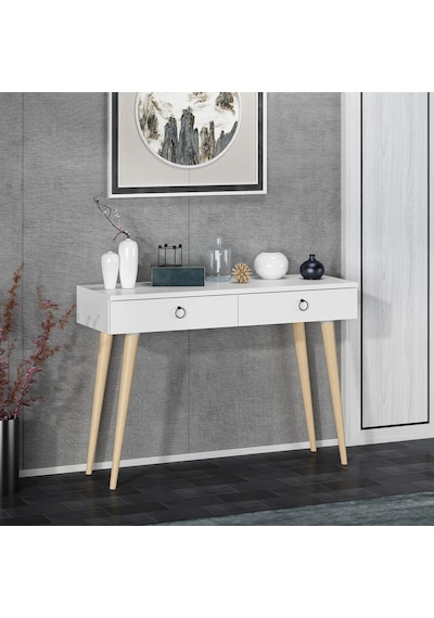 Dekorosso Arden Ahşap Ayaklı Modern Dekoratif Dresuar Beyaz  100Cm Beyaz