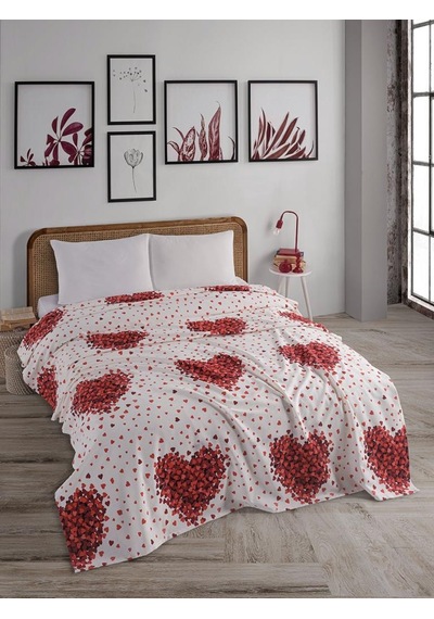 Tek Kişilik Baskılı Pike Koltuk Örtüsü Breeze 180x230 Cm Beyaz/Mor