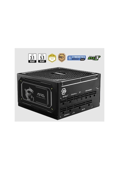 Msı Mag A1000gl Pcıe5 Iı 1000w 80+ Gold Atx 3.1 Pcıe 5.1 Power Supply