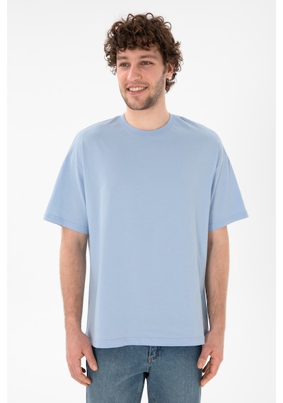 U.S. Polo Assn. Erkek Oversize Fit Bisiklet Yaka Açık Mavi Tişört 50305859-VR003