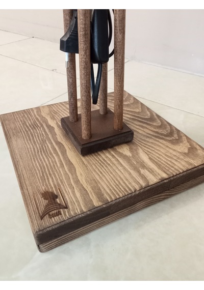 Balsa Dekor Ahşap Lambader Ceviz Gövde Siyah