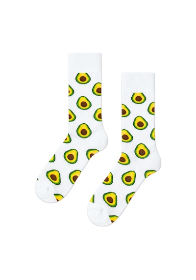Carnaval Socks Beyaz Avokado Desenli Renkli Çorap Çok Renkli
