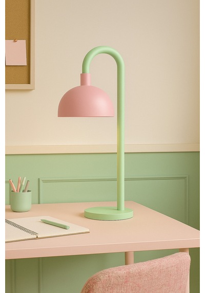 Bloom Pastel Metal Masa Lambası E27 Duy Ofis & Çalışma Masası Lambası Pembe