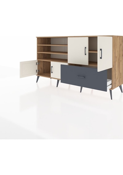 Hyperion Konsol 5 Raflı Tek Çekmeceli 4 Kapaklı 176x44x99 Çam-ayt Çam-aytaşı/antrasit Hyperion Konsol 5 Raflı Tek Çekmeceli 4 Kapaklı 176x44x99 Çam-ayt Çam-aytaşı/antrasit