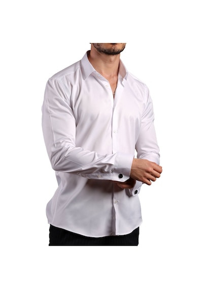 Dicotto Beyaz 8 Drop Ekstra Uzun Kol Dar Kesim Micro Kumaş Kol Düğmeli Slim Fit Erkek Gömlek - 197-1 001