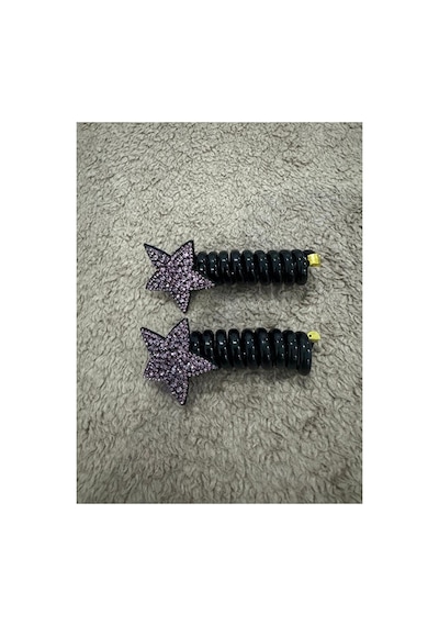 Yaylı Spiral Kıvrımlı Makarna Yıldız Bağlama Toka 12 Adet Çok Renkli