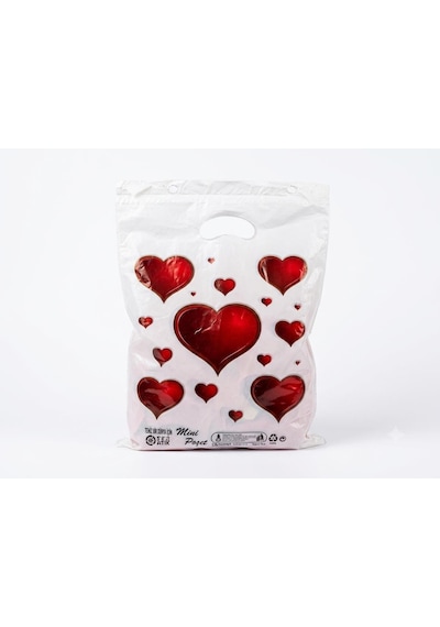 Omeyva Baskılı El Geçme Blok Poşet Torba - No : 1 - 22x35 Cm. - Beyaz - 300 Adet