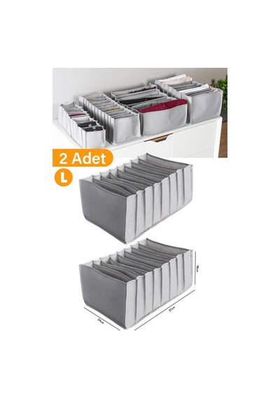 2 Adet - 11 Gözlü Antrasit Çekmece Içi Düzenleyici Organizer Large Diğer
