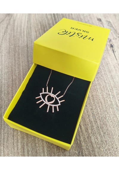 Taşsız Ra Gözü Gümüş Kolye Rose Gold