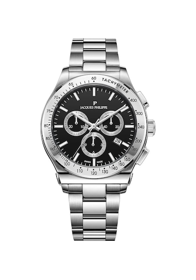 Jacques Philippe Jpqgc701316 Swiss Made Quartz Çelik Gri Siyah Kadran Safir Cam 41 Mm Erkek Kol Saati Gri