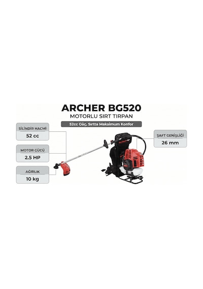 Motorlu Tırpan Archer Bg520 Sırt Tip