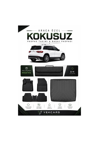 Mercedes Glb 2024 Model Aracınıza Özel 4d Karbonlu Kauçuk Paspas Takımı Ve Alt Bagaj Havuzu