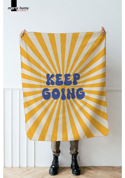 Keep Goıng Polar Tv Battaniyesi 100x170 Cm Tek Taraf Baskılı Sarı Sarı - Beyaz